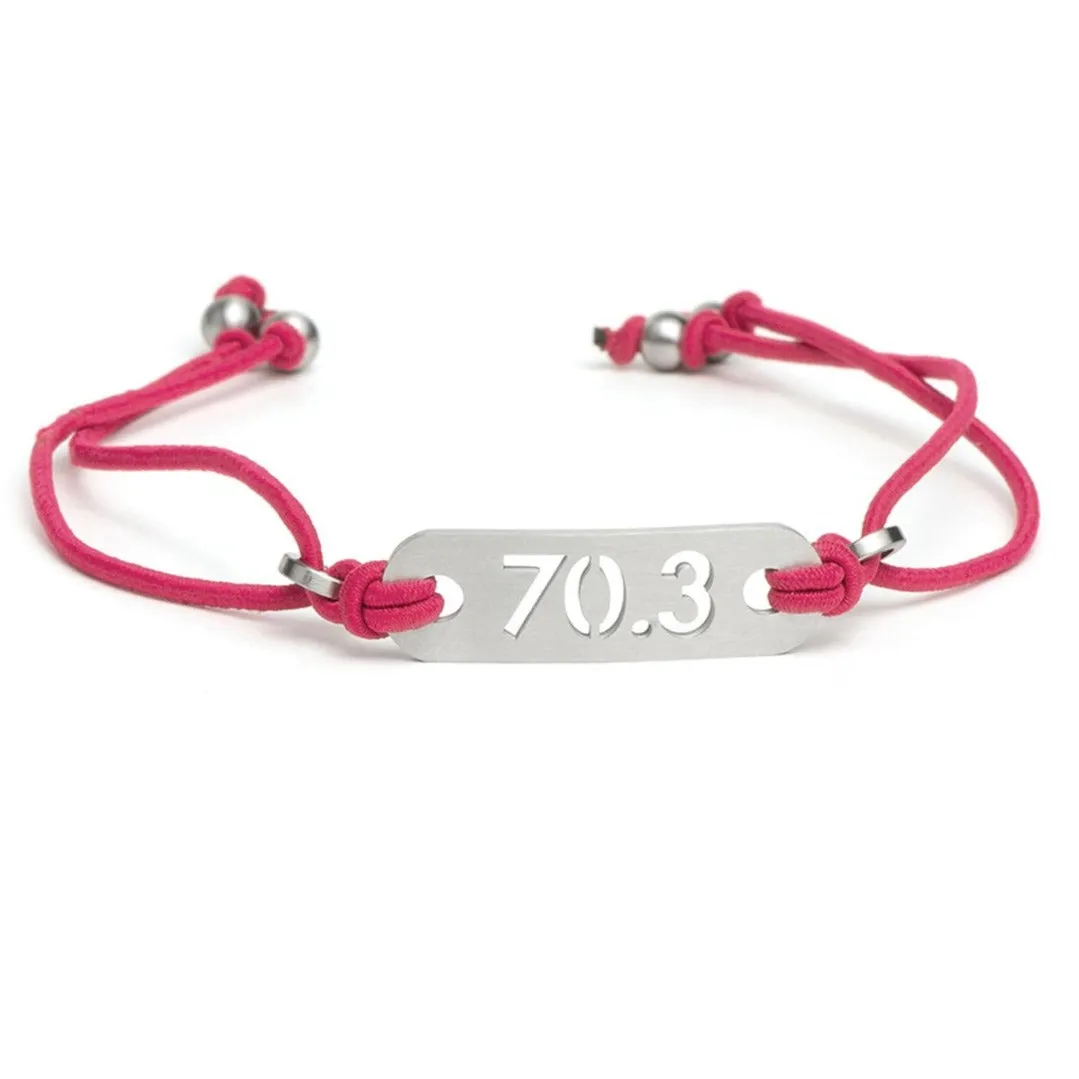 70.3 Half Iron Distance Triathlon Pink Bracelet - Tie Stretch Adjustable