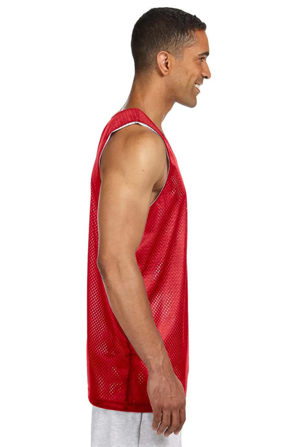 A4 Mens Reversible Mesh Moisture Wicking Tank Top - Scarlet Red