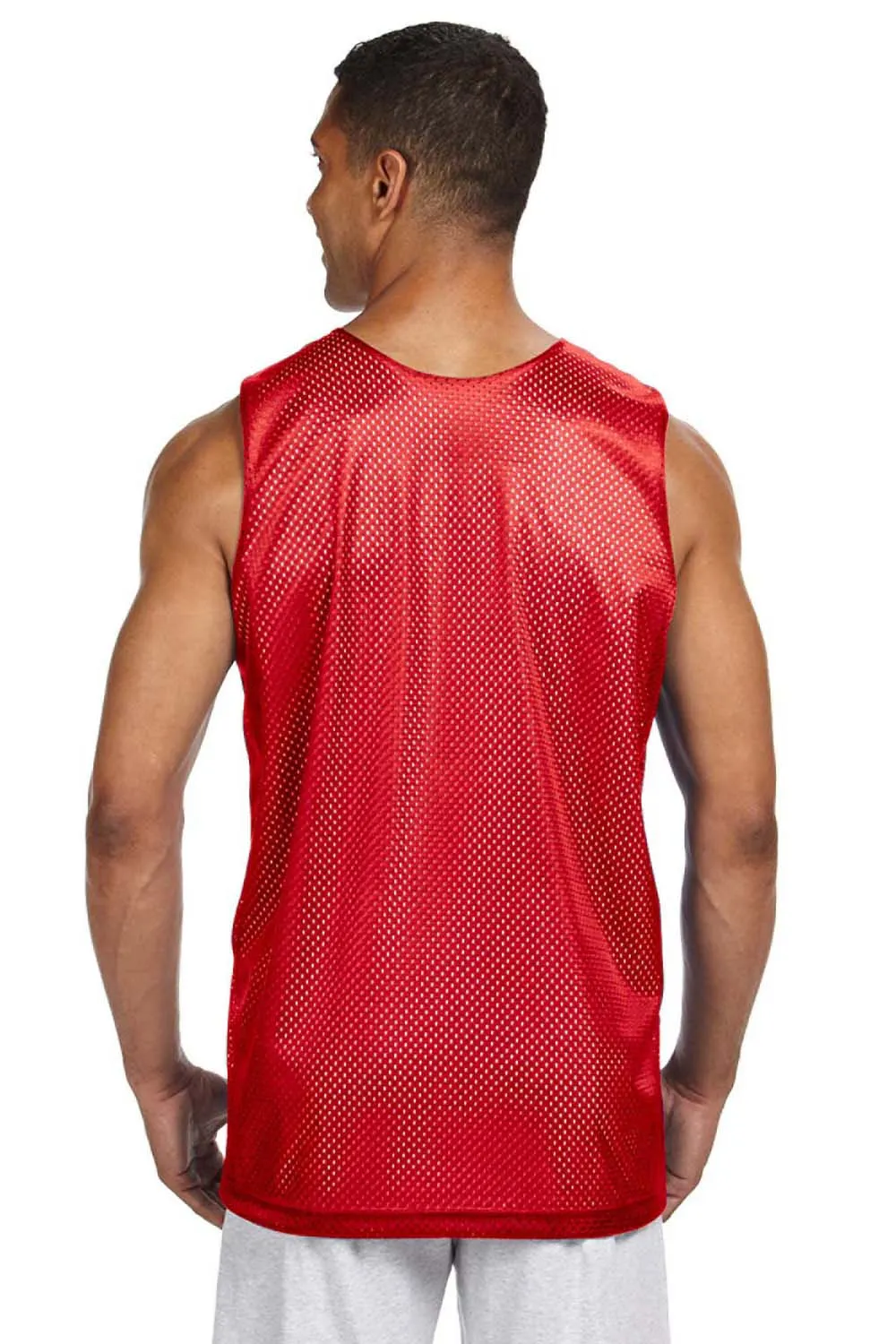 A4 Mens Reversible Mesh Moisture Wicking Tank Top - Scarlet Red