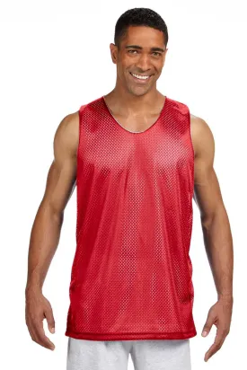 A4 Mens Reversible Mesh Moisture Wicking Tank Top - Scarlet Red