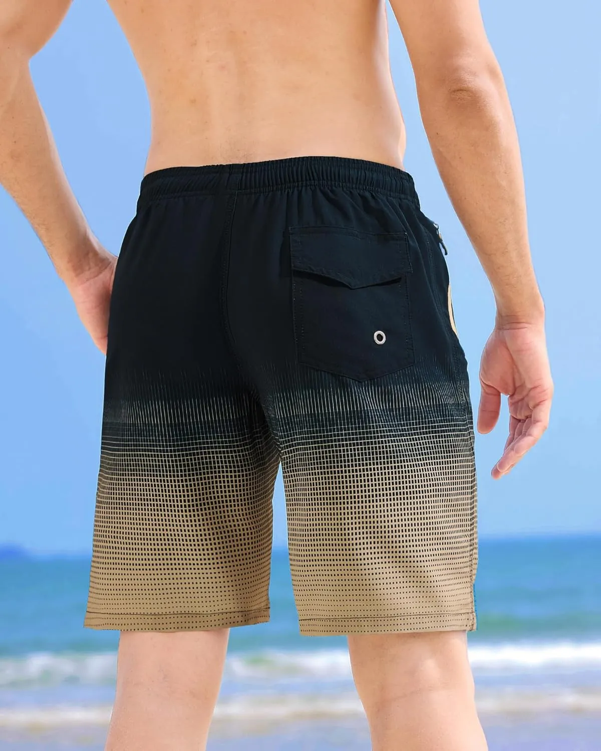 APTRO Men's Swim Trunks 9 inch Bathing Suit Swim Board Shorts Quick Drying Beach Shorts with Zipper Pockets