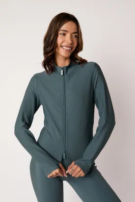 ASQ Rib Zip Thru Jacket - Stone