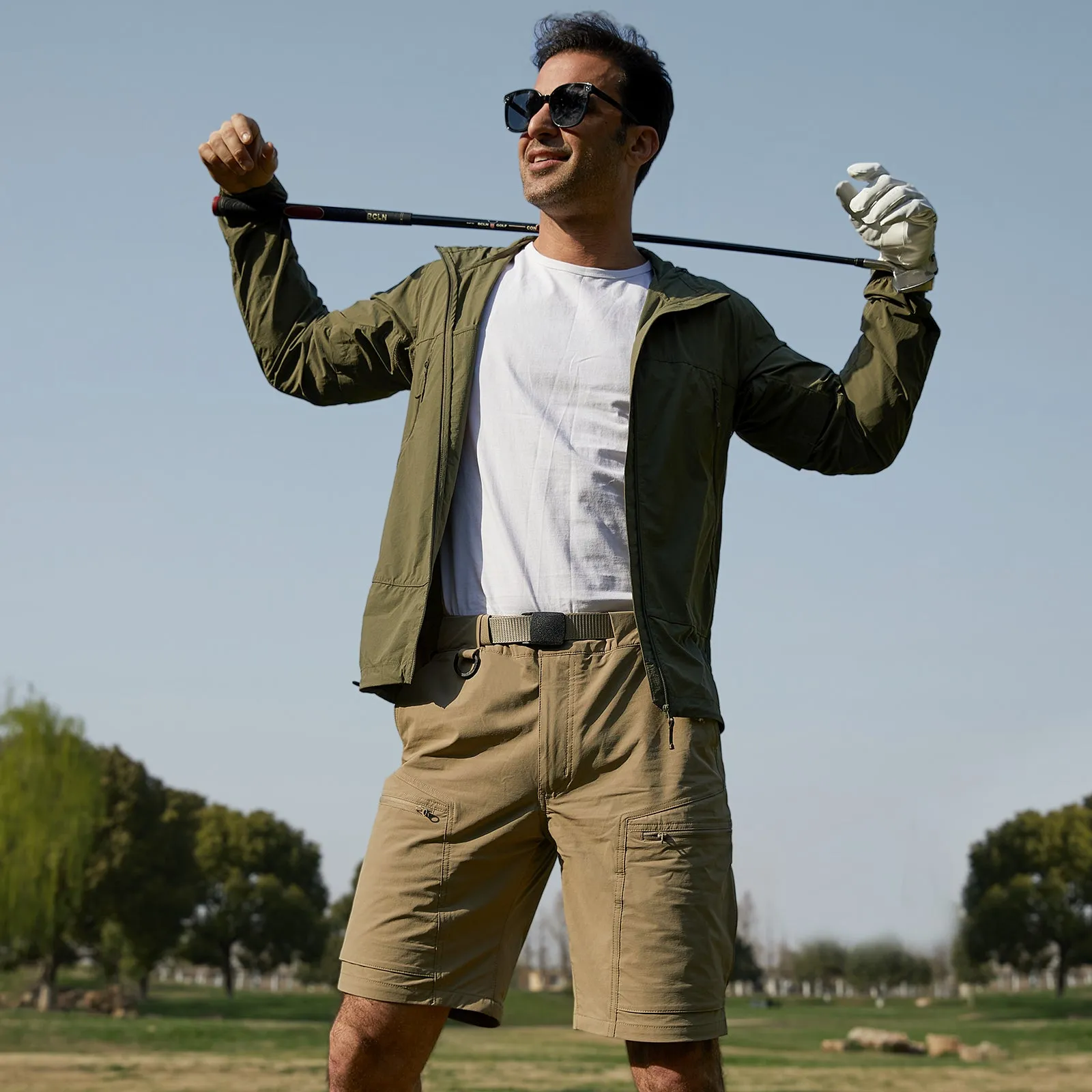 BLITZ Men's Quick Dry Tactical Shorts w/ Built-in Belt
