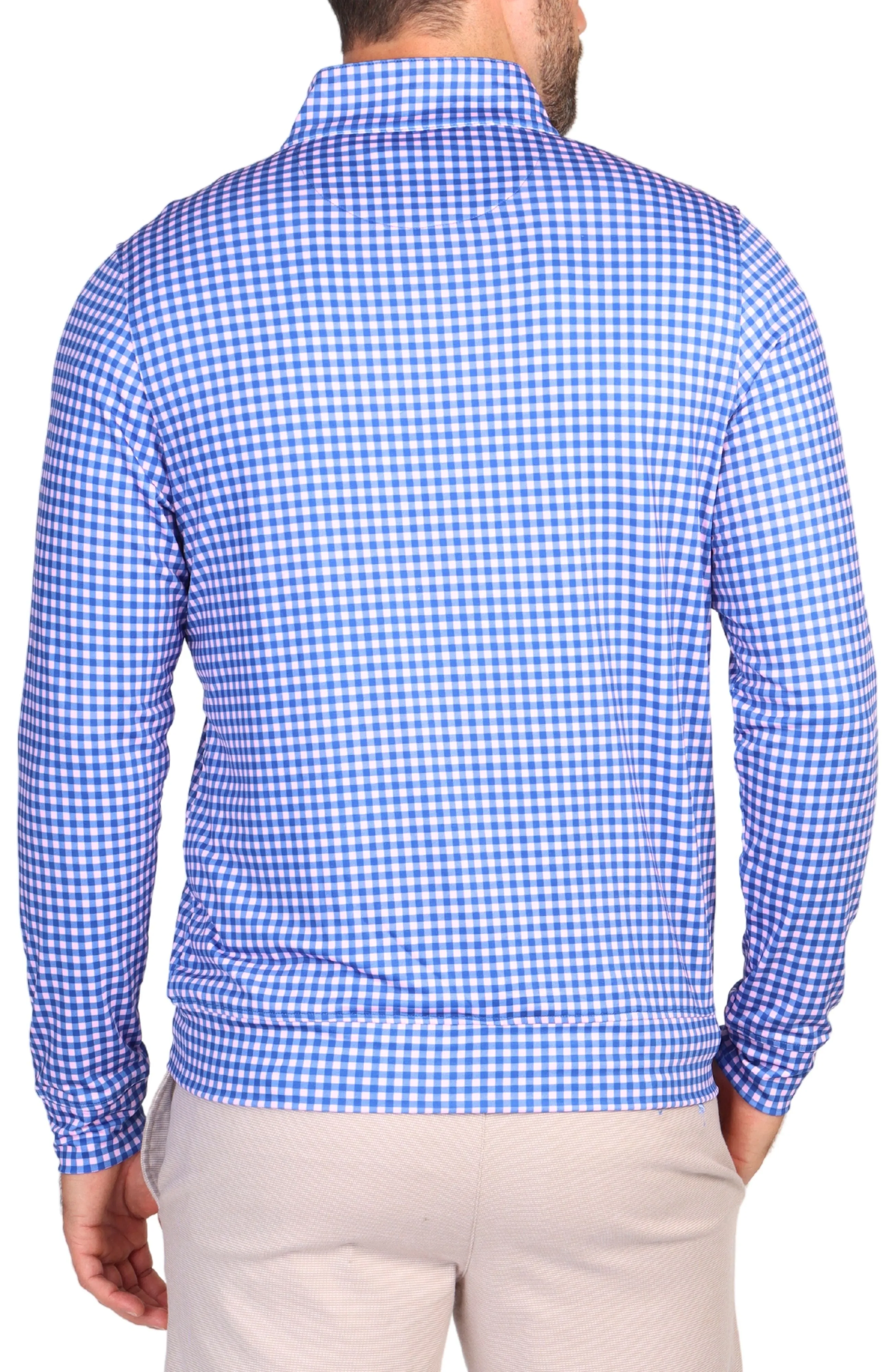 Blue Gingham Performance Quarter-Zip