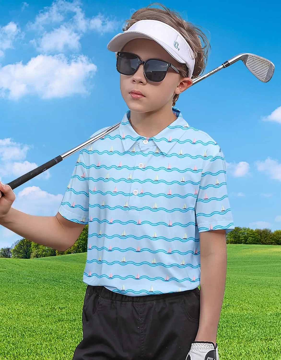 Boys Performance Polo Shirt Short Sleeve Golf Clothes for Active Casual Size 5-14