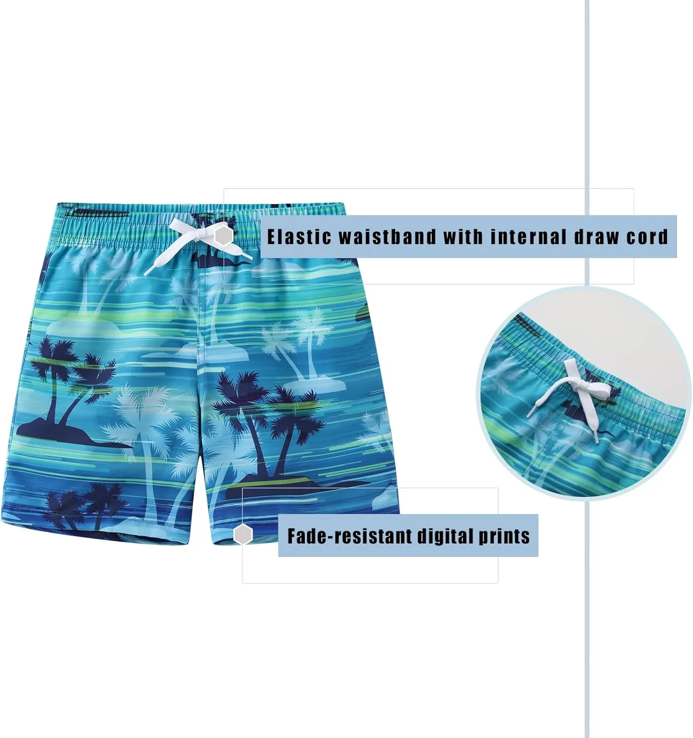Boys Swim Trunks with Compression Liner for Kids Boys Quick Dry Board Shorts Beach Shorts Swimwear 3-16 Years