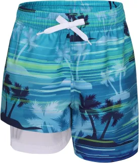 Boys Swim Trunks with Compression Liner for Kids Boys Quick Dry Board Shorts Beach Shorts Swimwear 3-16 Years