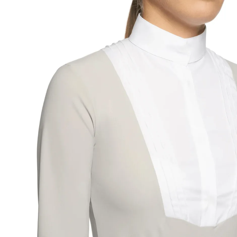 Cavalleria Toscana American Bib Long Sleeve Show Shirt - Beige