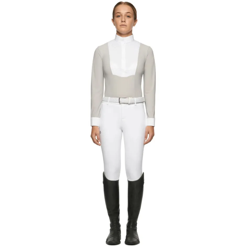 Cavalleria Toscana American Bib Long Sleeve Show Shirt - Beige