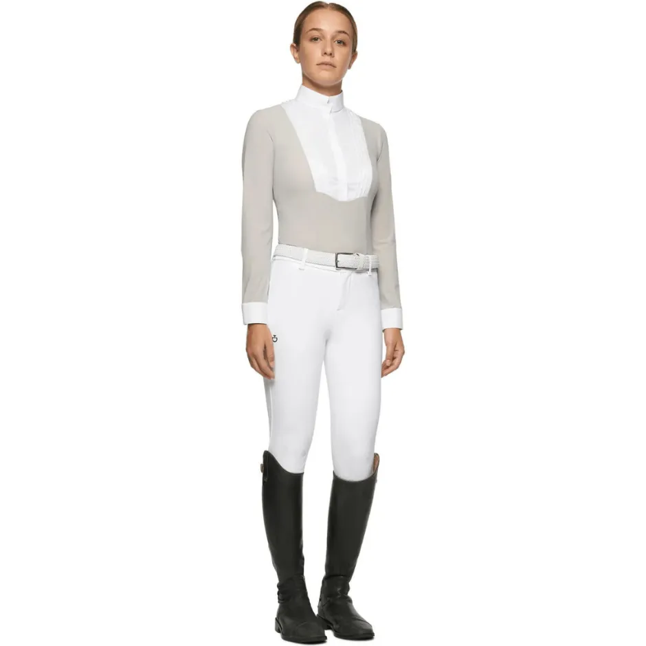 Cavalleria Toscana American Bib Long Sleeve Show Shirt - Beige