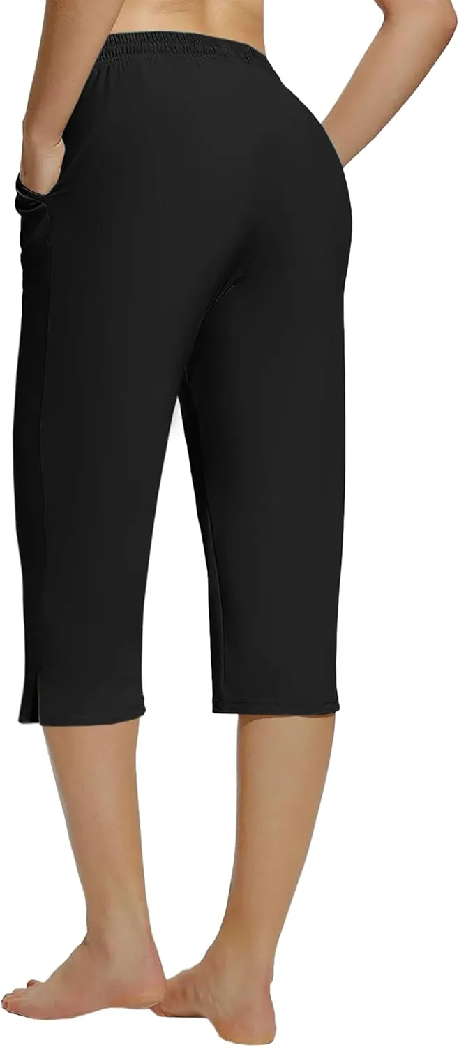 Deerose Women Capris Pants Quick Dry Beach Swimming Pants with Pockets