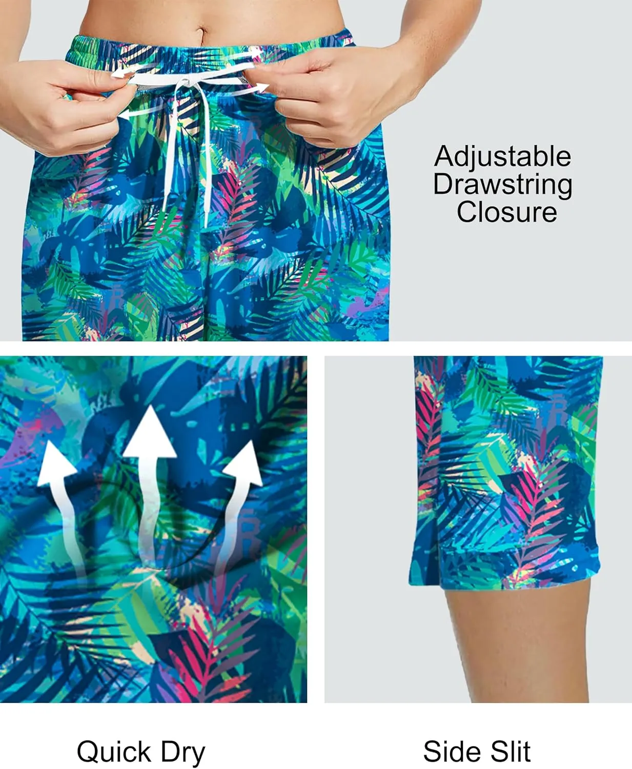 Deerose Women Capris Pants Quick Dry Beach Swimming Pants with Pockets