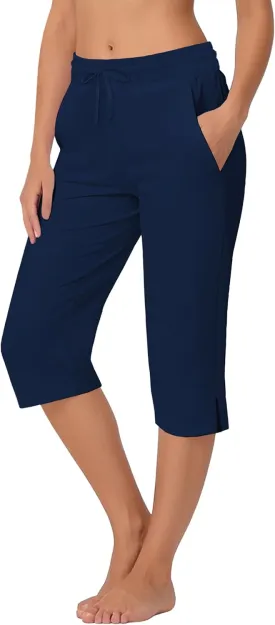 Deerose Women Capris Pants Quick Dry Beach Swimming Pants with Pockets