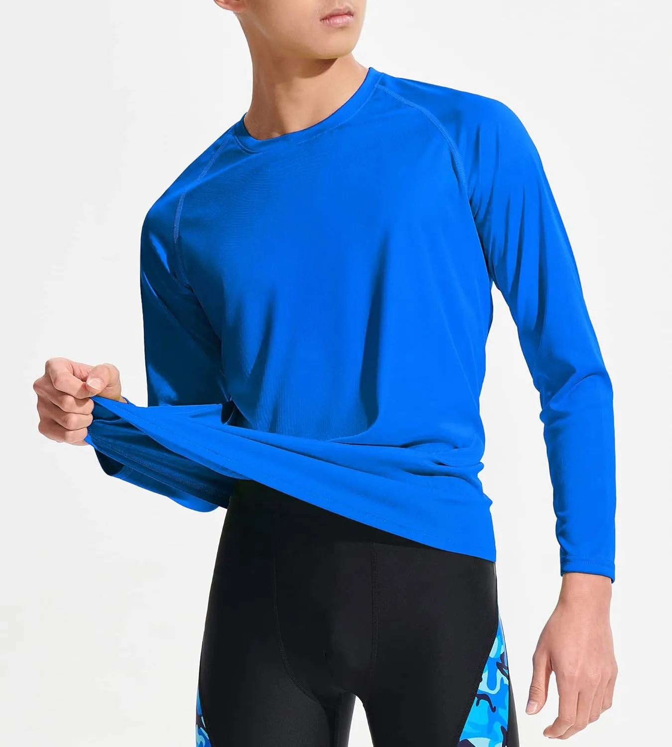 DEVOROPA Boy's UPF 50  Long Sleeve Rash Guard Swim Shirt Quick Dry Lightweight Swimsuit Youth SPF Fishing Hiking Sun Shirts