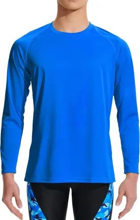 DEVOROPA Boy's UPF 50  Long Sleeve Rash Guard Swim Shirt Quick Dry Lightweight Swimsuit Youth SPF Fishing Hiking Sun Shirts