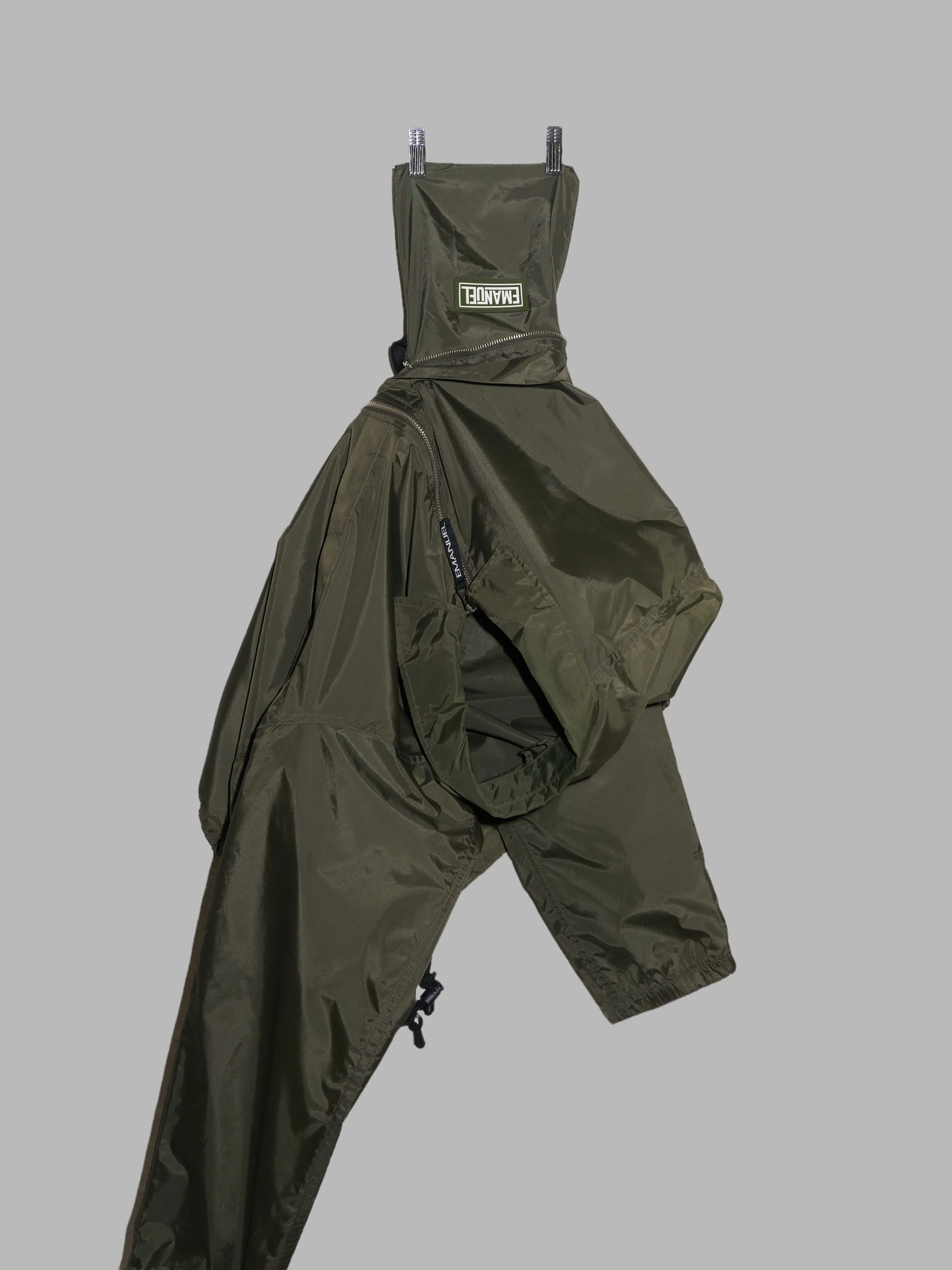 Emanuel Ungaro 1980s 1990s khaki nylon packable windbreaker - L