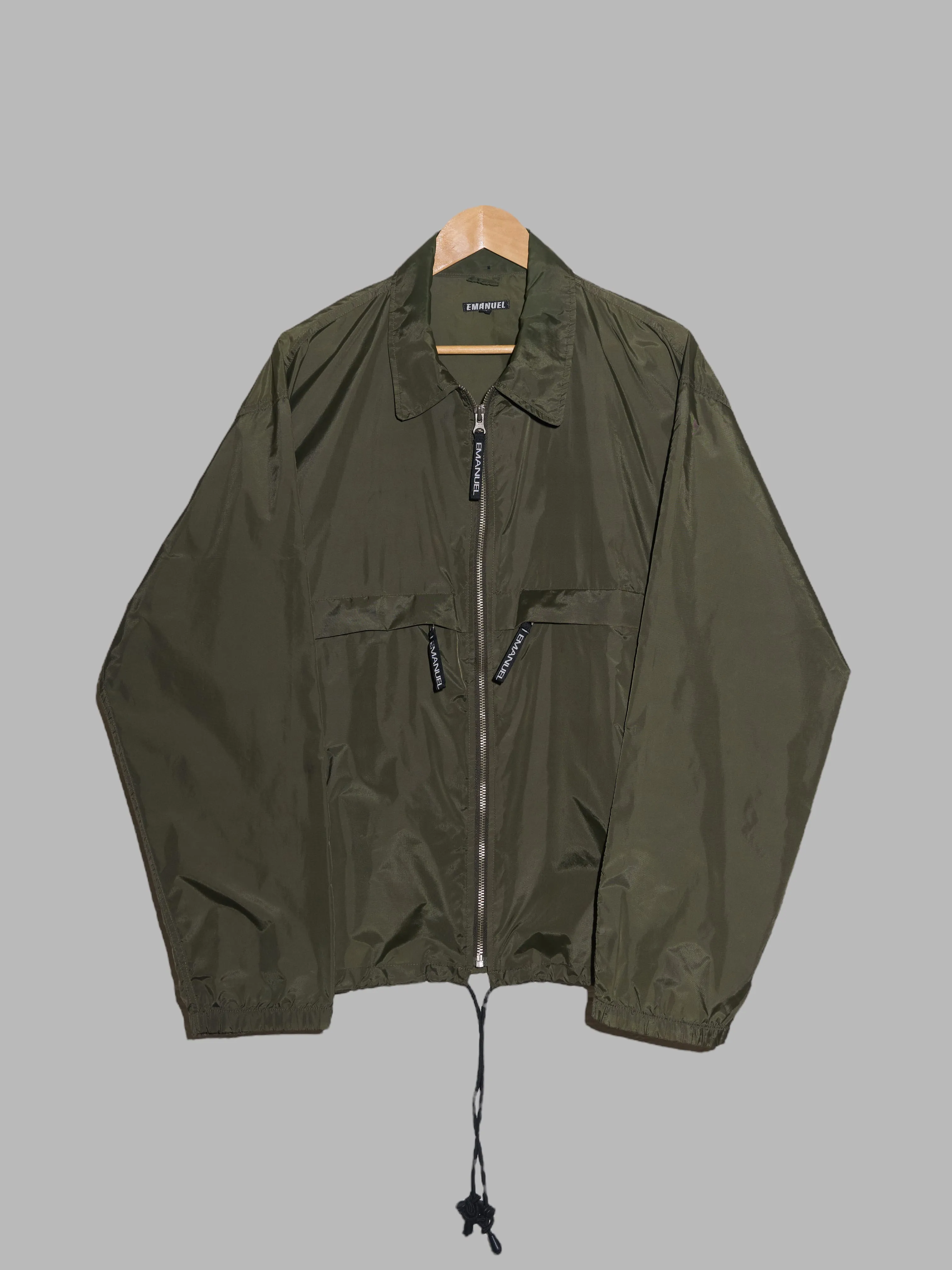 Emanuel Ungaro 1980s 1990s khaki nylon packable windbreaker - L