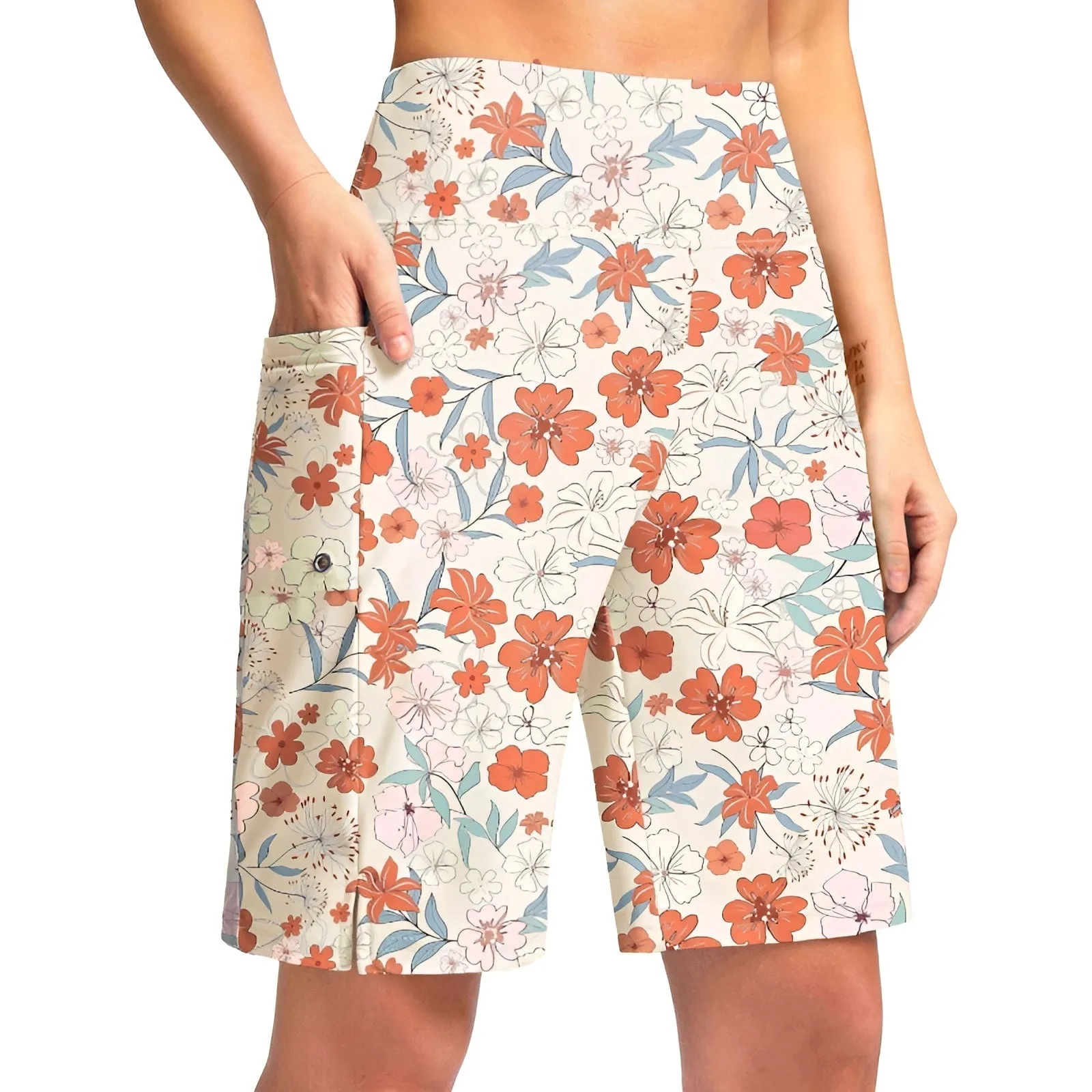 Floral Print Shorts Pockets – Quick Dry and Comfortable