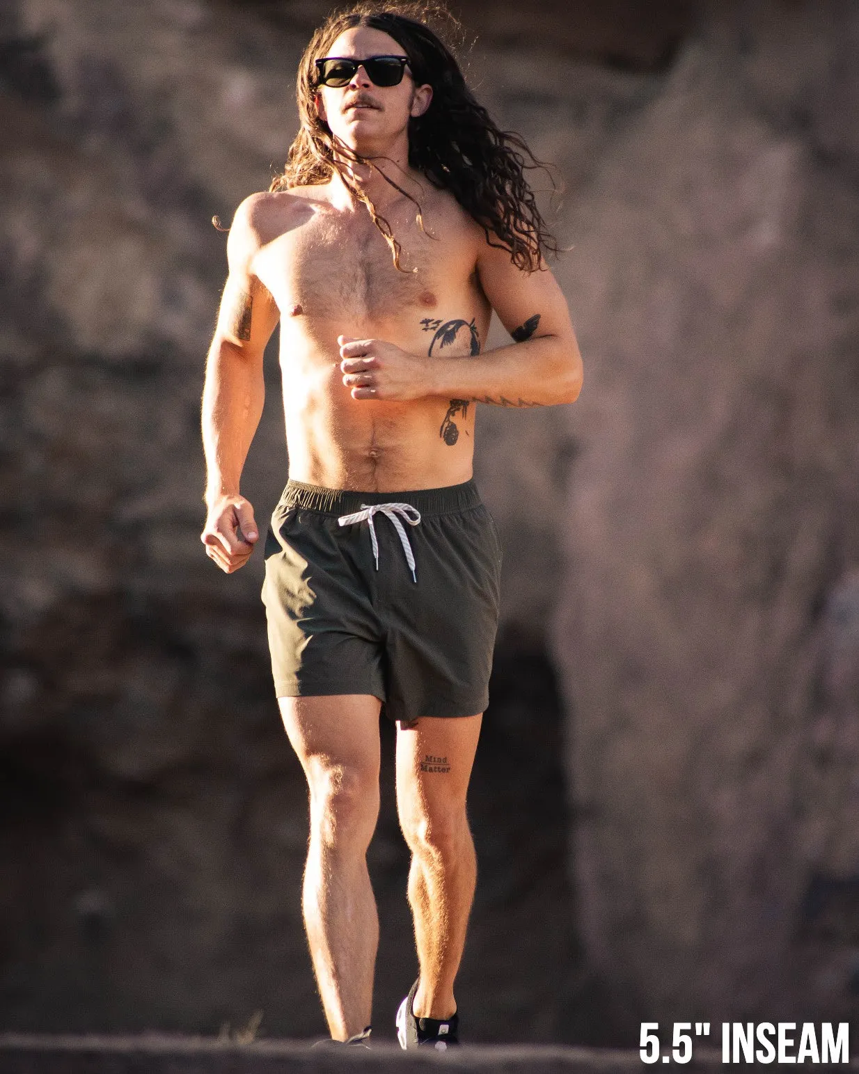 Flow Short (Athletic) - Olive 5.5" & 7"