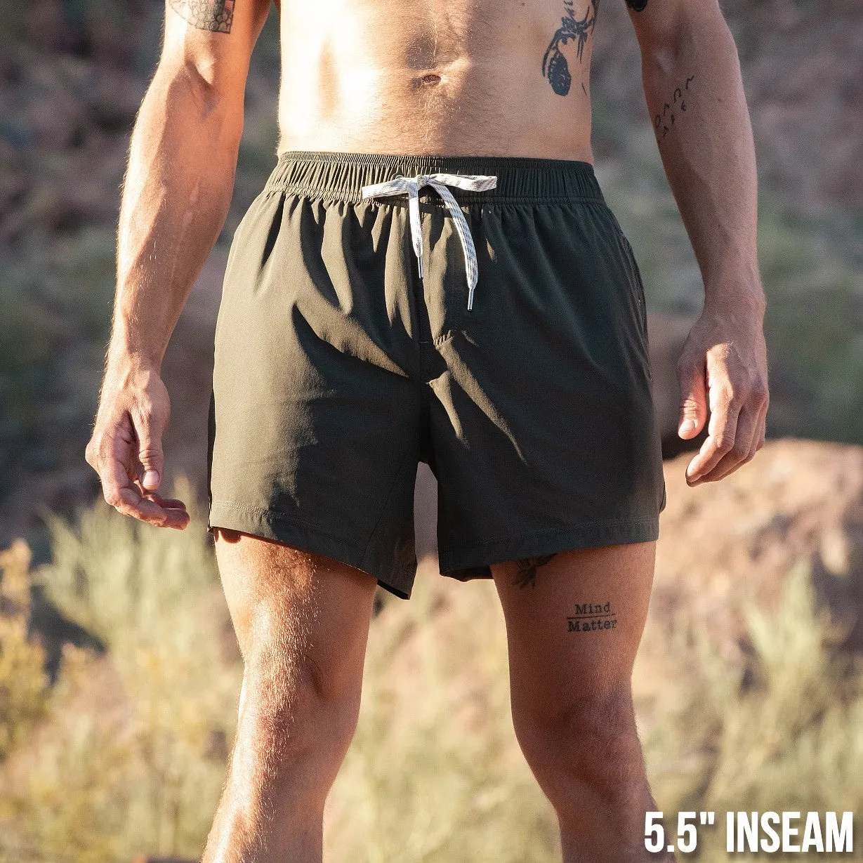 Flow Short (Athletic) - Olive 5.5" & 7"