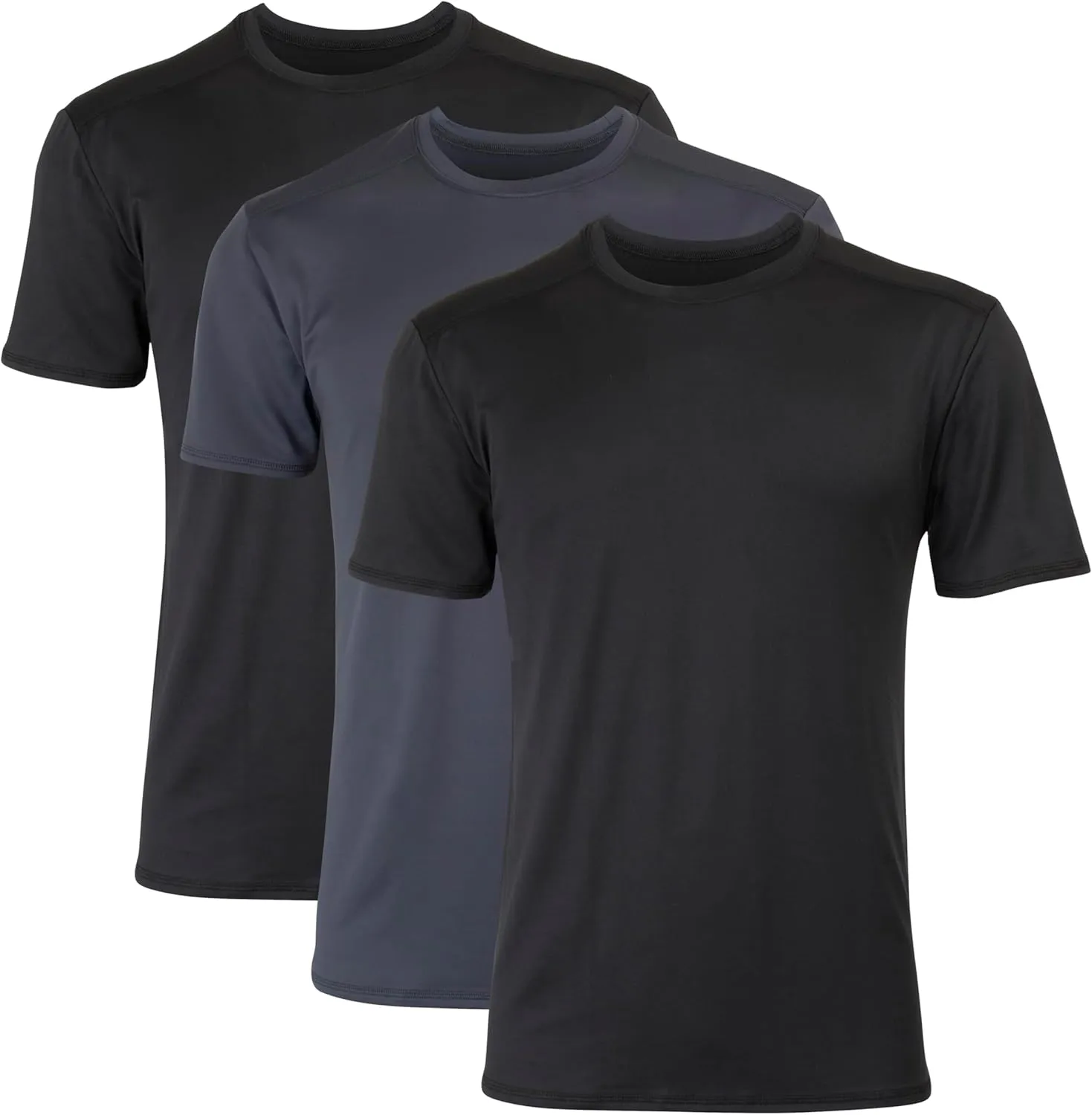 Hanes Men's Moves Breathable Mesh Back T-Shirt, X-Temp Moisture-Wicking Tee, White or Black/Grey, 3-Pack