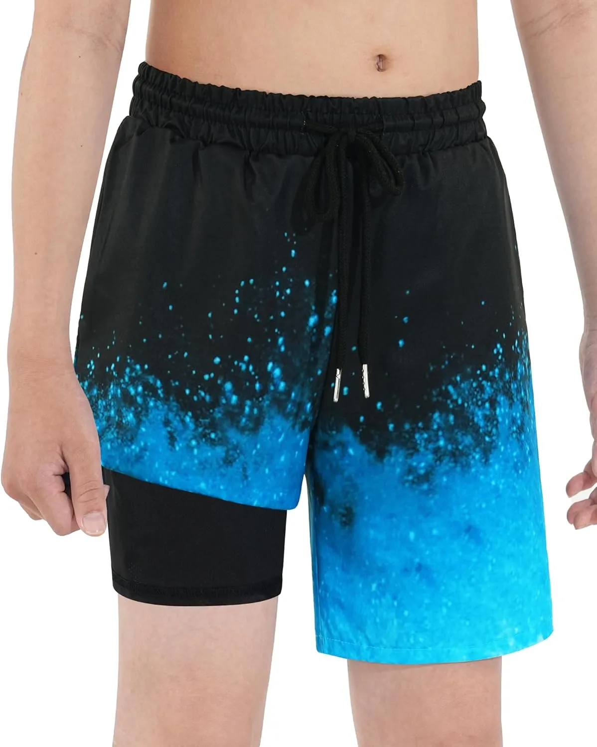 HASMES Boys Swim Trunks with Compression Liner Kids Bathing Suit Quick Dry Board Shorts Swimsuit for Teen 5-14Y