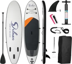 Inflatable Stand Up Paddle Board  Simple Deluxe Premium for All Skill Levels, Paddle Boards for Youth & Adults, Blow Up Stand-Up Paddleboards with Accessories & Backpack, Surf Control, Black