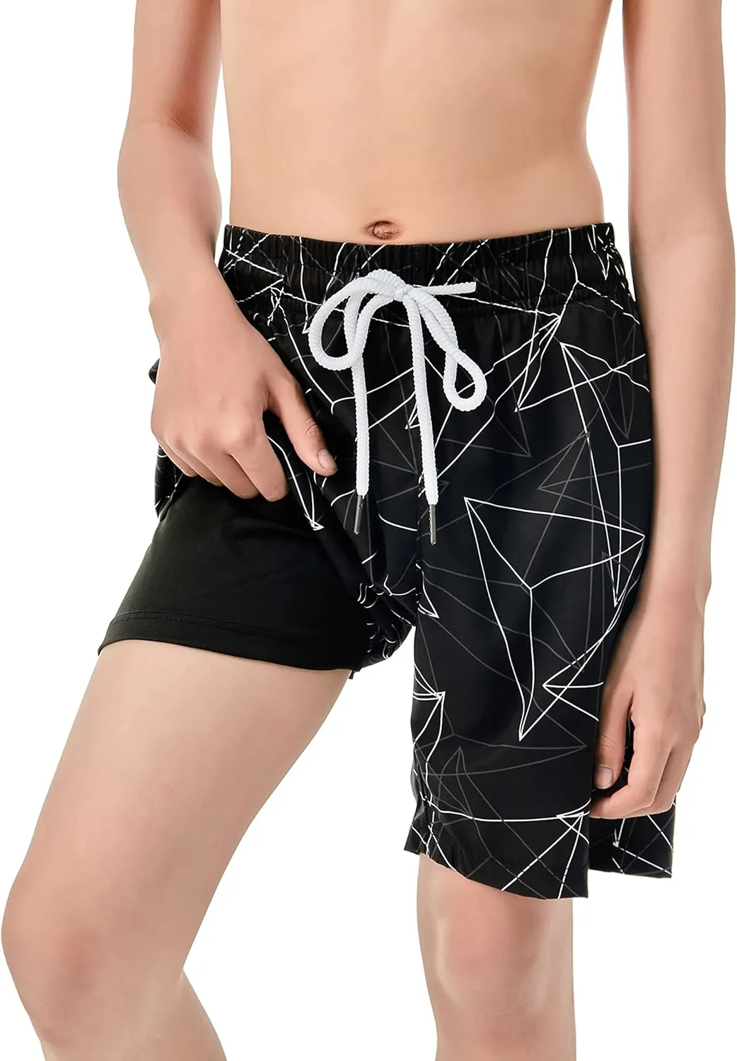 IRELIA Boys Swim Trunks with Boxer Brief Liner Compression Swimming Shorts Quick Dry Swimwear