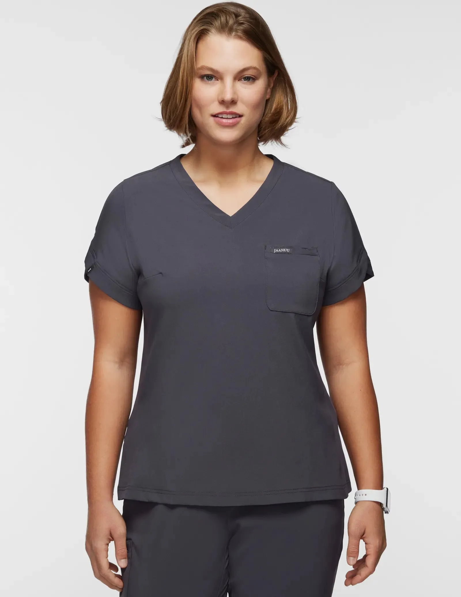 Jaanuu Women's Performance V-Neck Scrub Top - Slate