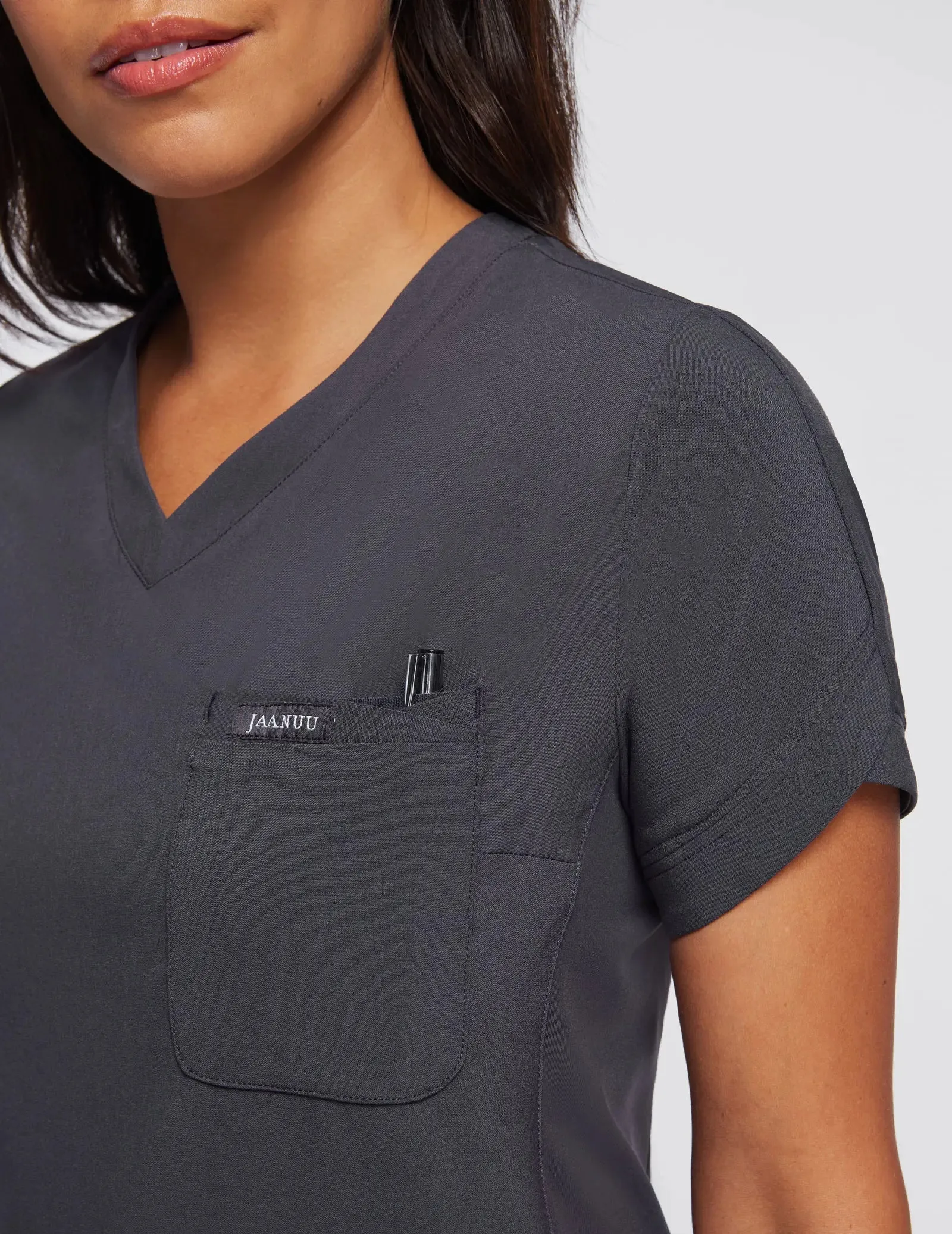Jaanuu Women's Performance V-Neck Scrub Top - Slate