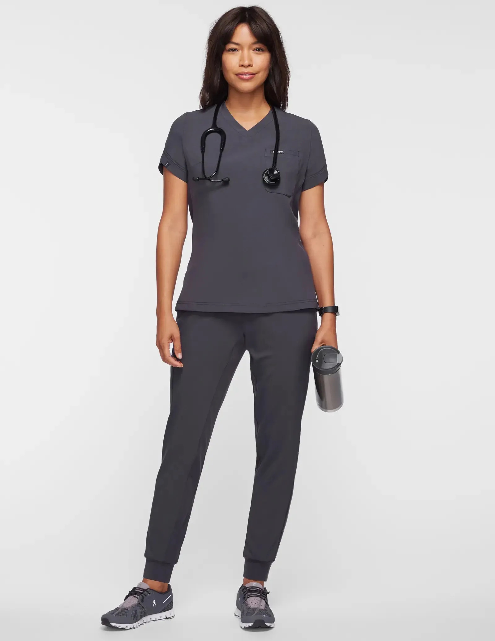 Jaanuu Women's Performance V-Neck Scrub Top - Slate