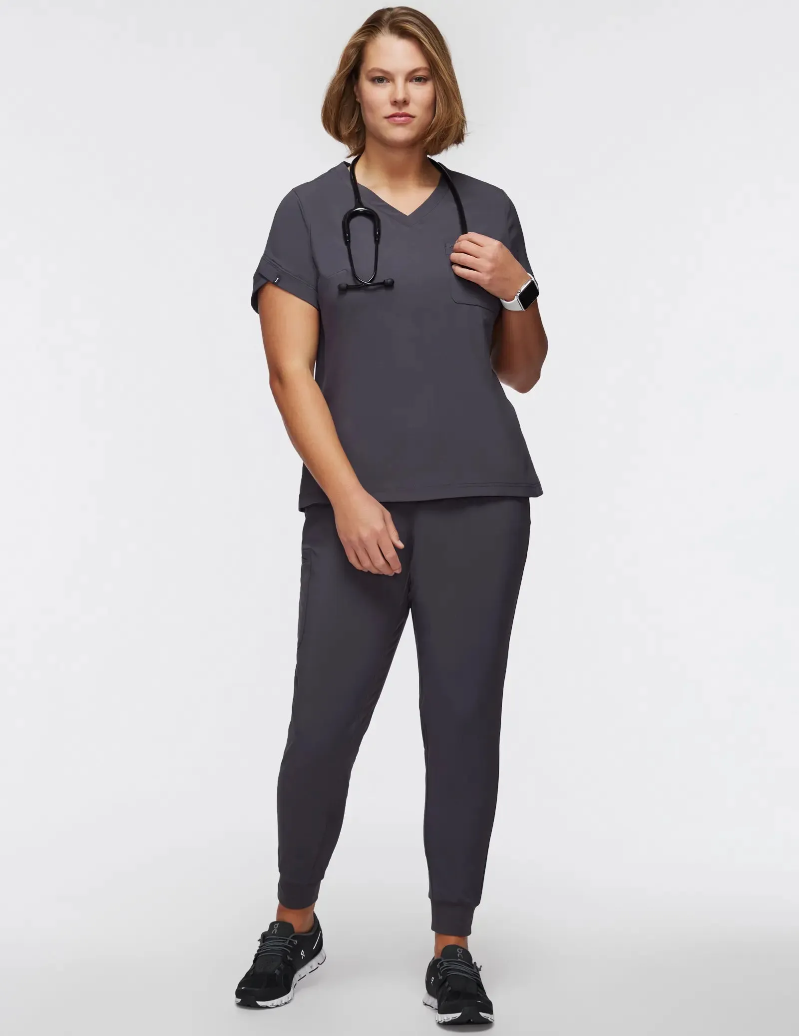 Jaanuu Women's Performance V-Neck Scrub Top - Slate