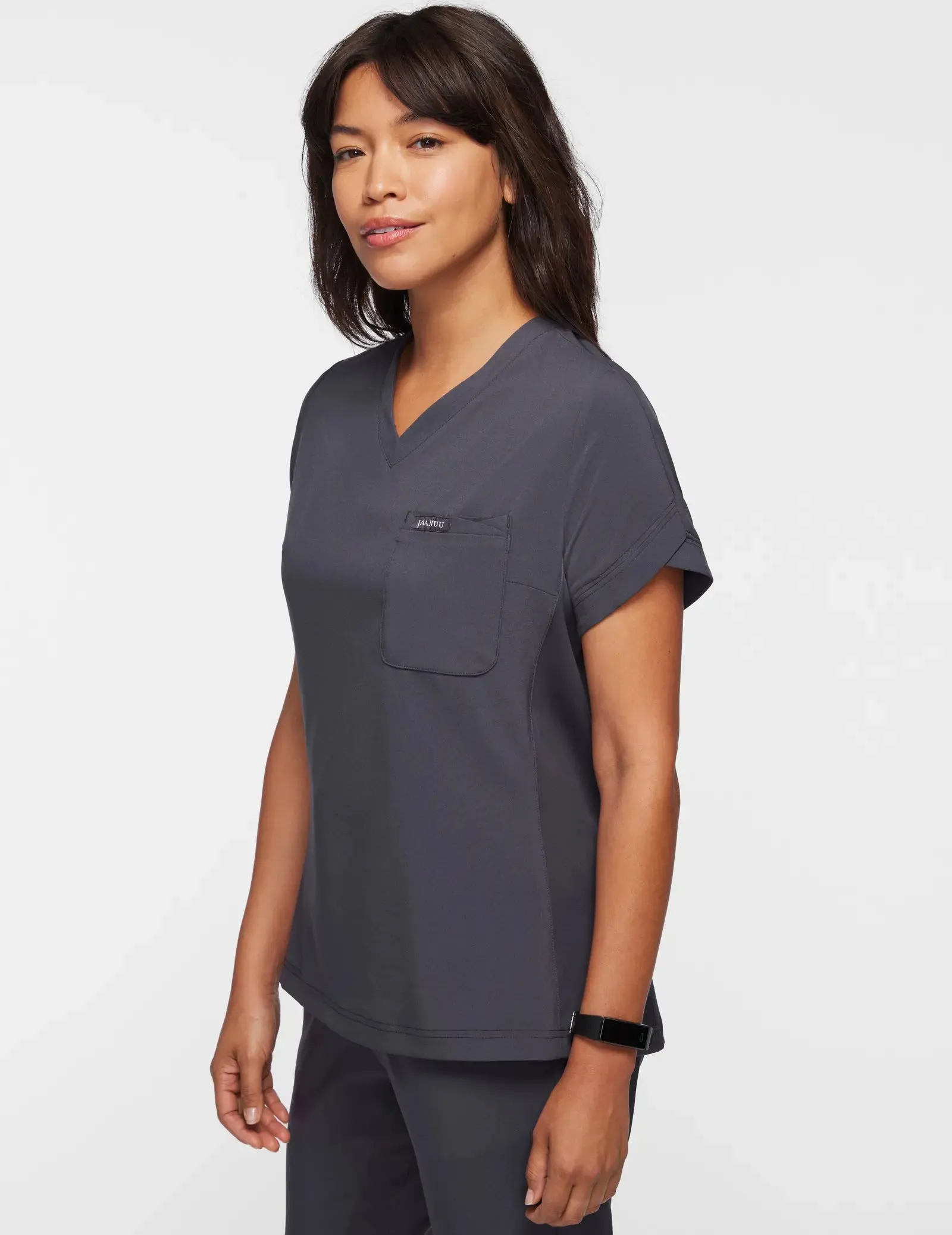 Jaanuu Women's Performance V-Neck Scrub Top - Slate