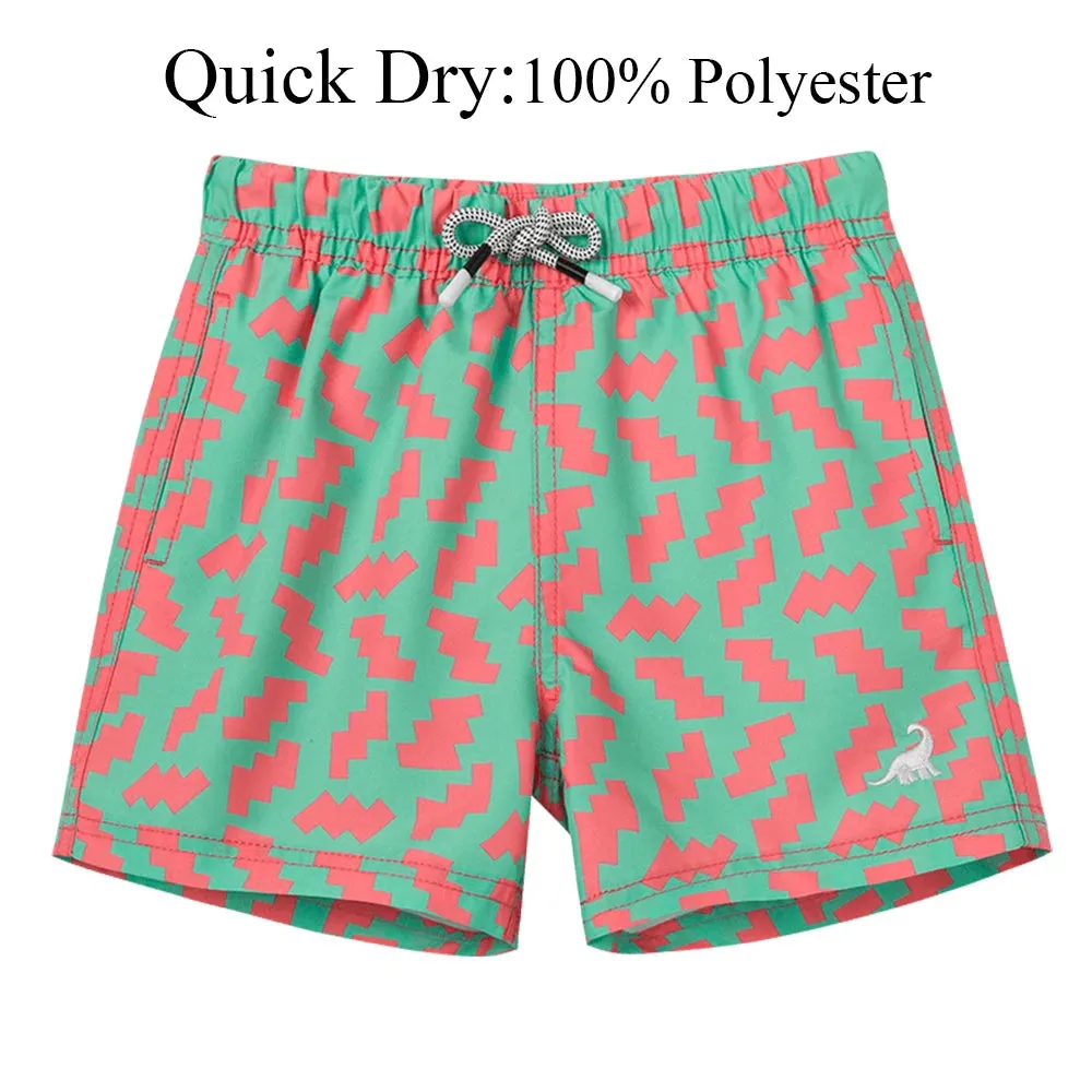 Kids Boys Cartoon Print Quick Dry Swim Shorts