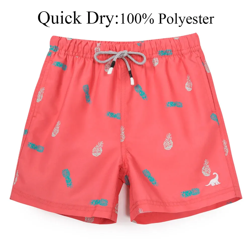 Kids Boys Cartoon Print Quick Dry Swim Shorts