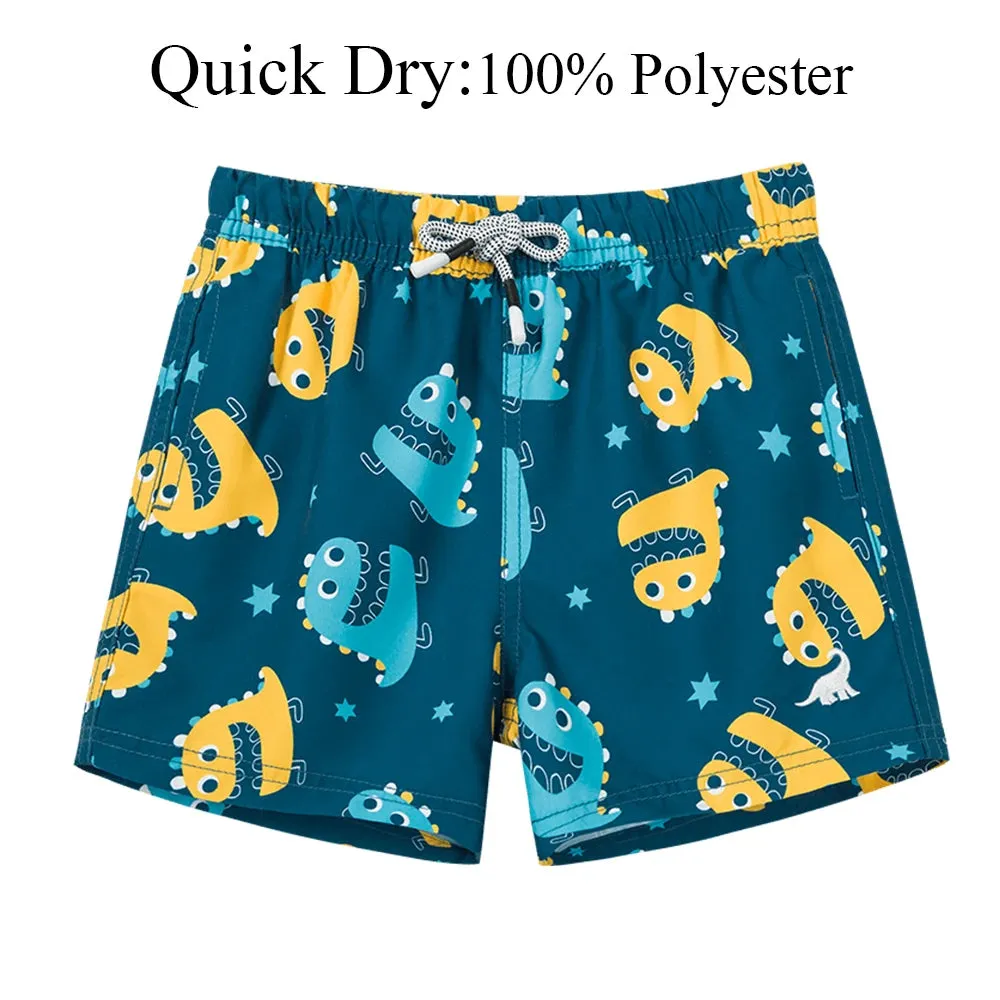 Kids Boys Cartoon Print Quick Dry Swim Shorts