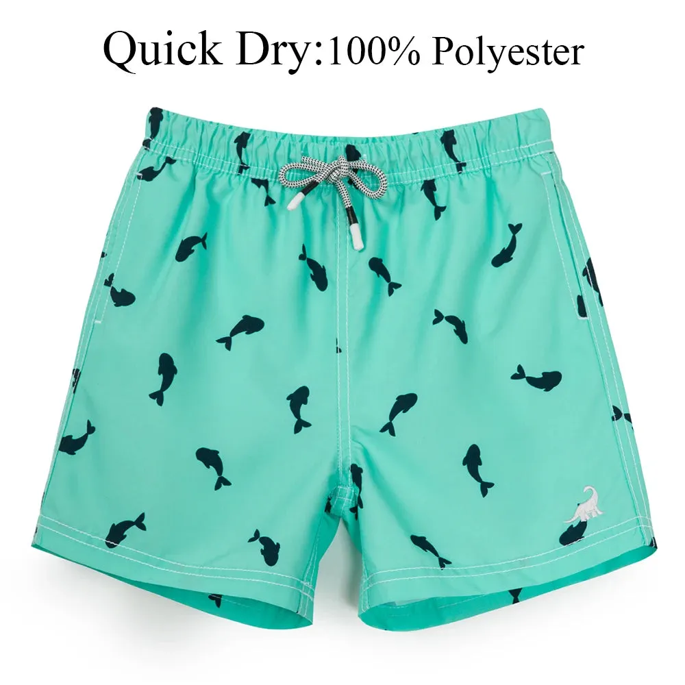 Kids Boys Cartoon Print Quick Dry Swim Shorts
