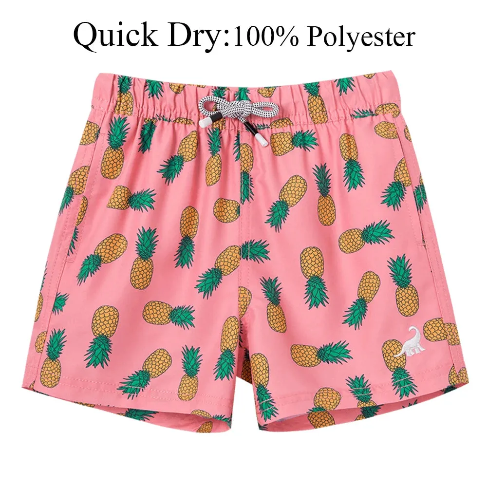 Kids Boys Cartoon Print Quick Dry Swim Shorts