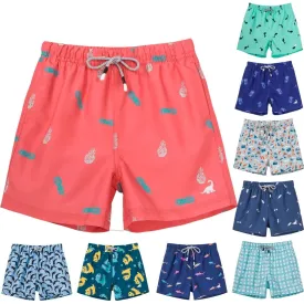 Kids Boys Cartoon Print Quick Dry Swim Shorts