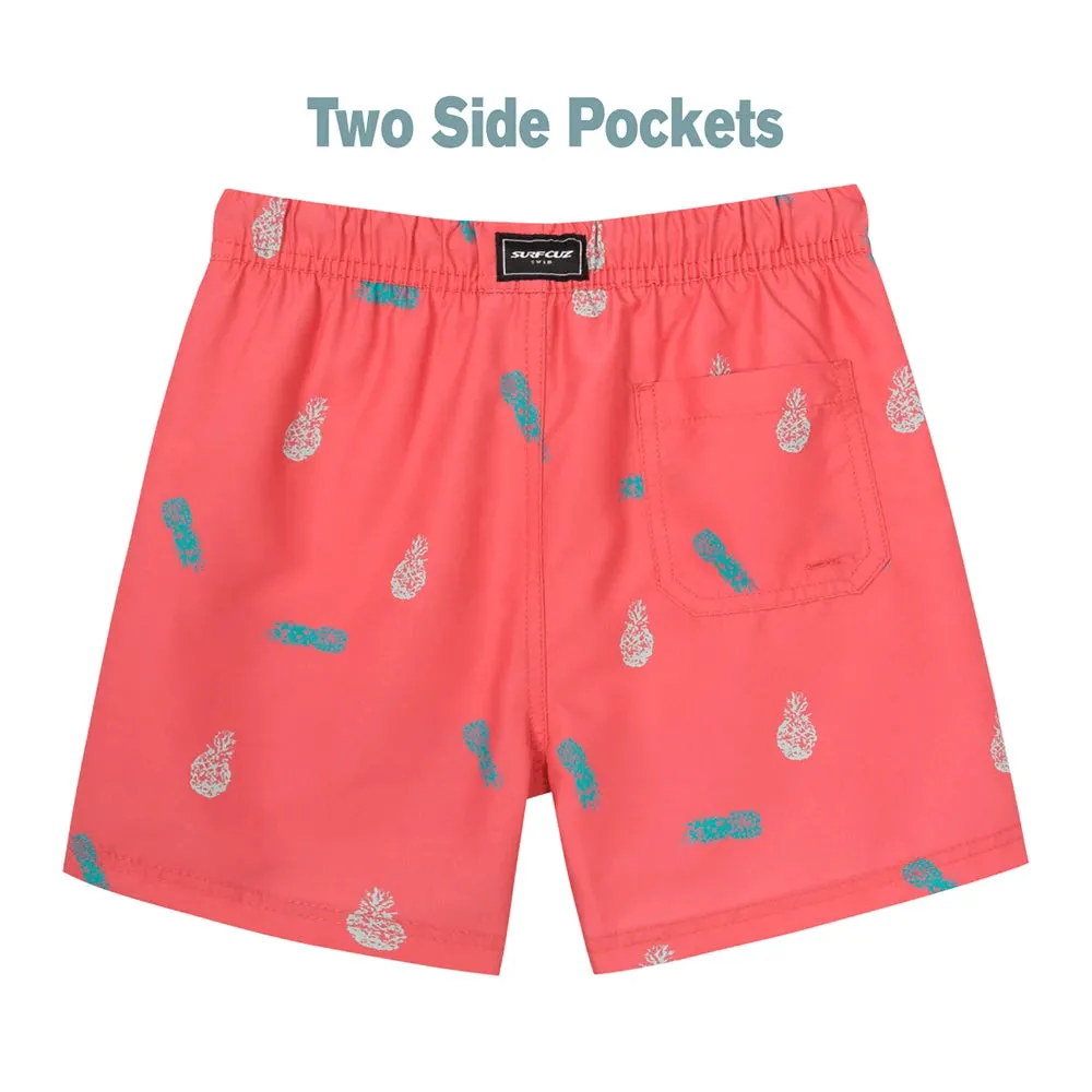 Kids Boys Cartoon Print Quick Dry Swim Shorts