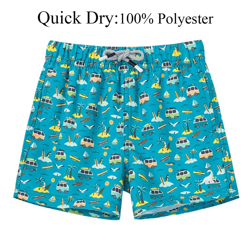 Kids Boys Cartoon Print Quick Dry Swim Shorts