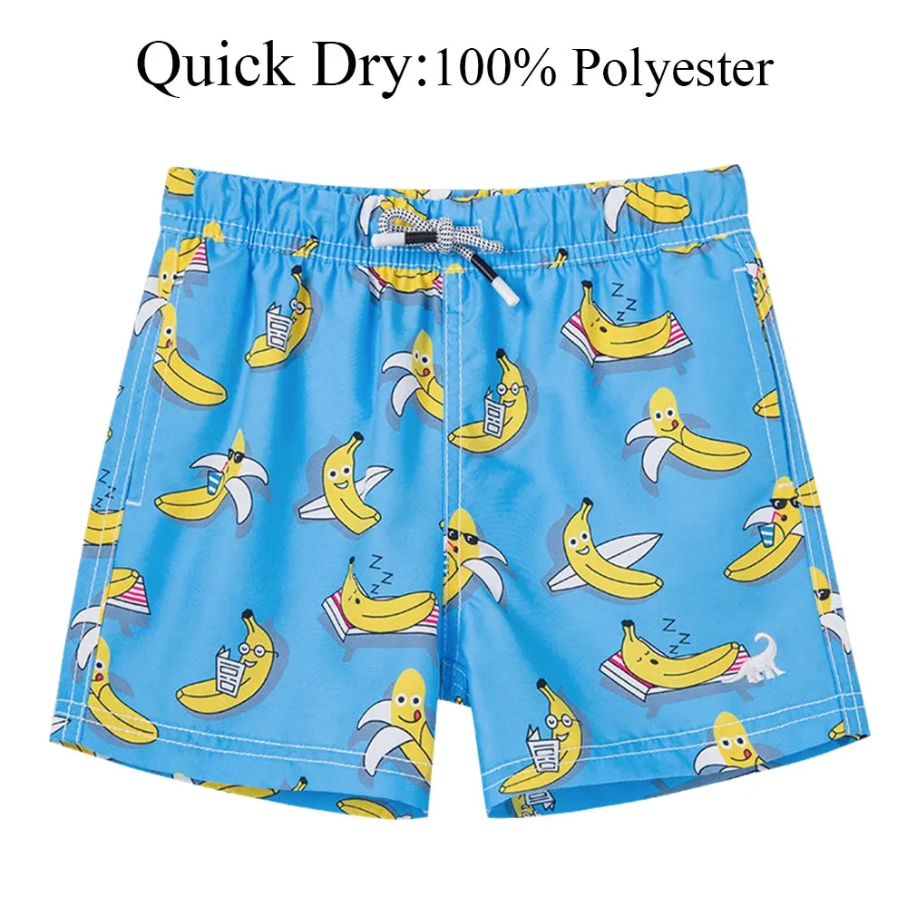 Kids Boys Cartoon Print Quick Dry Swim Shorts