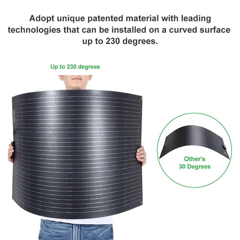 LensunSolar 100W 12V Flexible Solar Panel,Bendable up to 250°