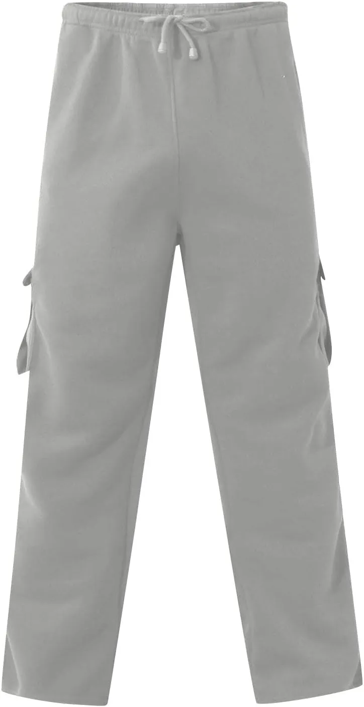 Mens Cargo Sweatpants Plus Size Baggy Jogger Sweatpants Drawstring Open Leg Big and Tall Workout Pants with Pockets