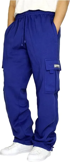 Mens Cargo Sweatpants Plus Size Baggy Jogger Sweatpants Drawstring Open Leg Big and Tall Workout Pants with Pockets