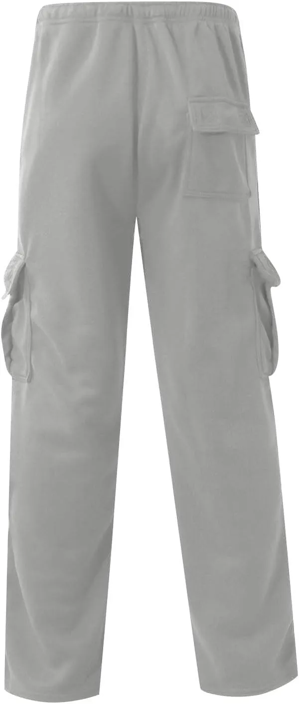 Mens Cargo Sweatpants Plus Size Baggy Jogger Sweatpants Drawstring Open Leg Big and Tall Workout Pants with Pockets