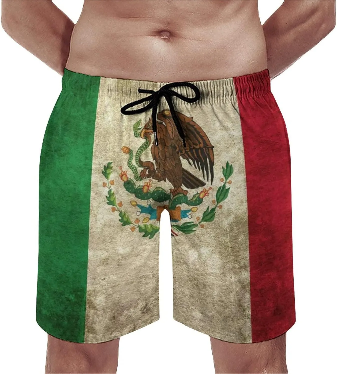 Men's Mexican Flag Board Shorts Summer Quick Dry Swim Trunks Swimwear