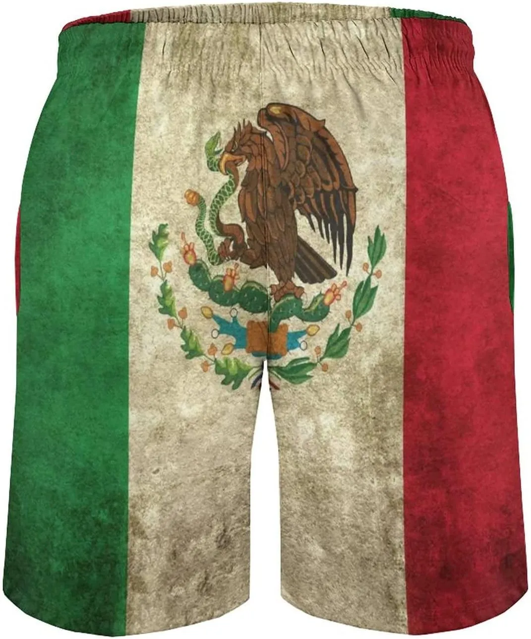 Men's Mexican Flag Board Shorts Summer Quick Dry Swim Trunks Swimwear