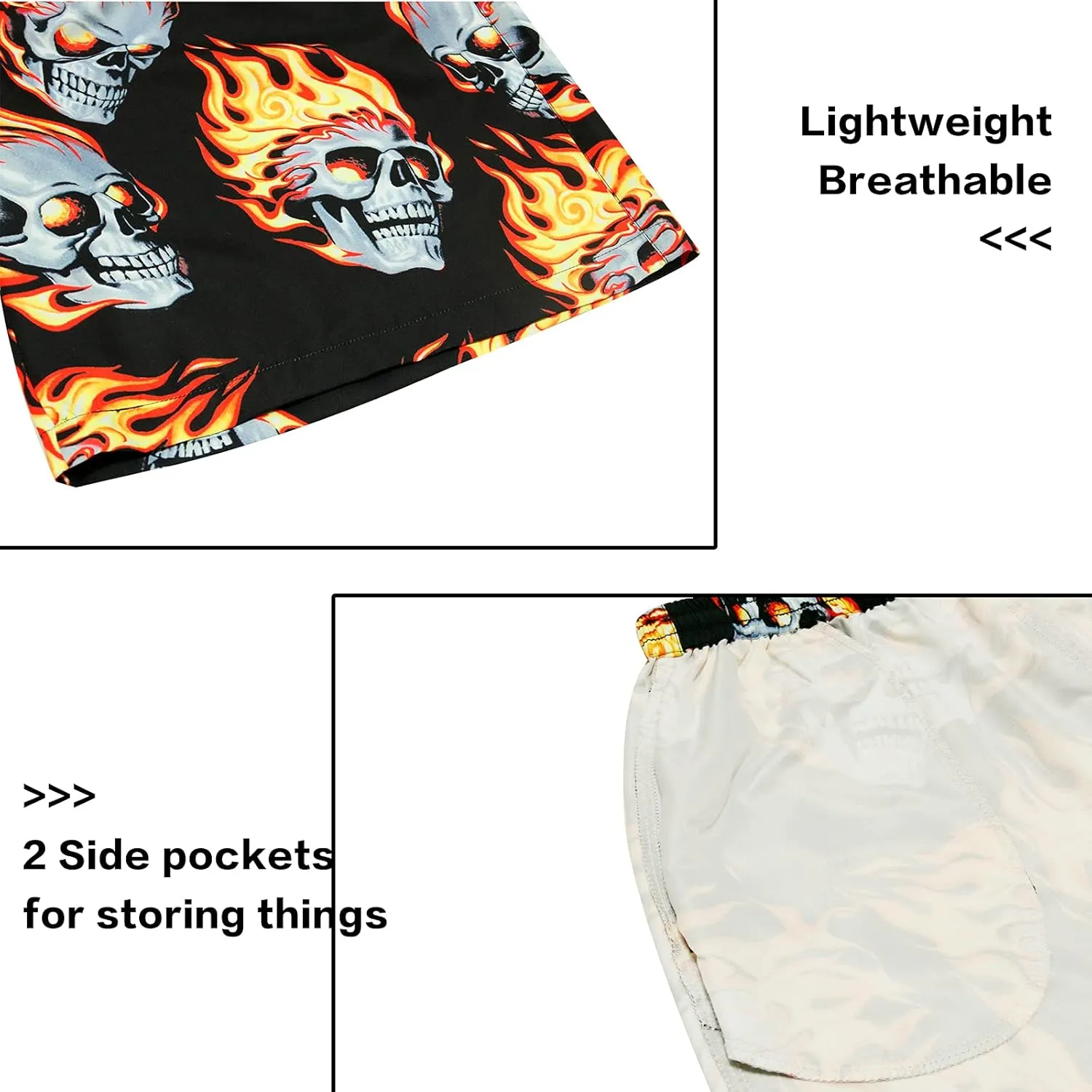Men's Swim Trunks Quick Dry Shorts Beach Surf Printed Board Shorts Swimwear Bathing Suits with Pockets