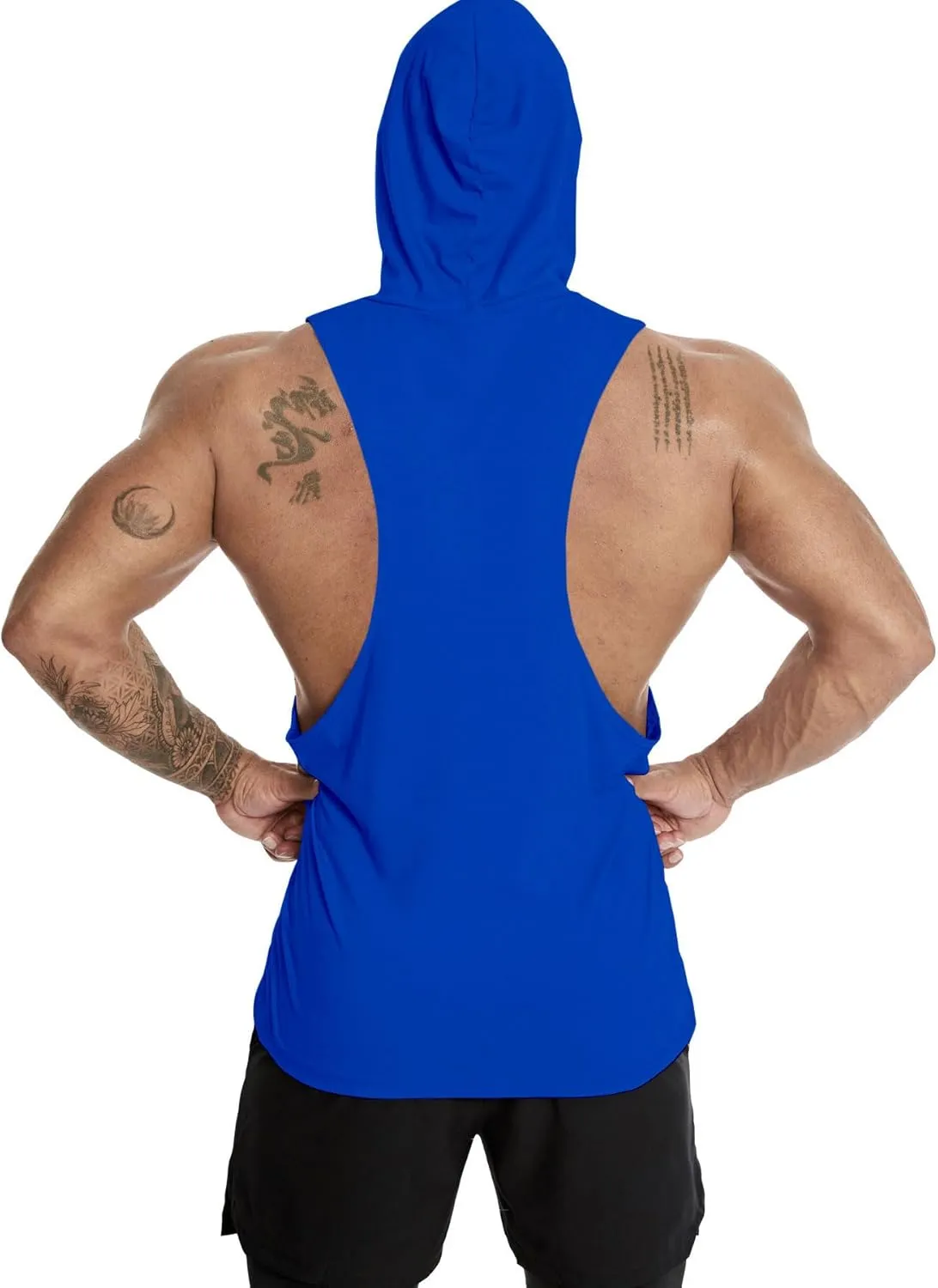 Men's Workout Hooded Tank Tops Sleeveless Gym Hoodie Shirt Bodybuilding Muscle Cut Off T Shirt